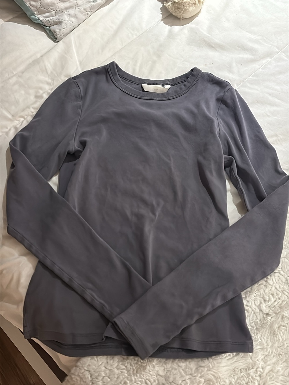 H&M Long Sleeve Crewneck Top in Slate Blue-Gray